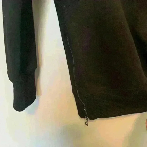 Banana Republic Womens XS Black Mock Neck Cotton Pullover Sweatshirt SIDE ZIPS - Picture 3 of 4